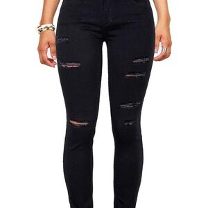 Black Skinny Distressed Women's Jeans